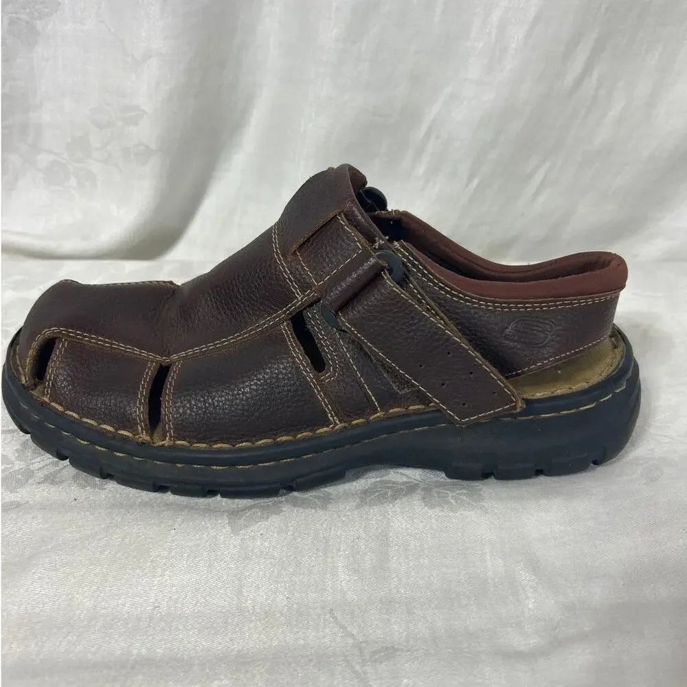 Skechers Leather Fisherman Sandals 9 Brown Strap On Y2K Style